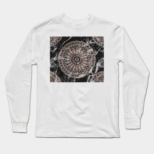 Marble mandala - deco rose gold on black Long Sleeve T-Shirt